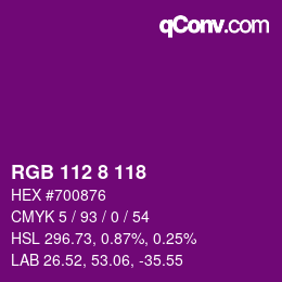 Color code: RGB 112 8 118 | qconv.com