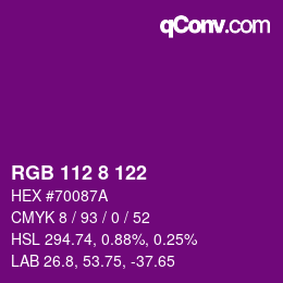 Color code: RGB 112 8 122 | qconv.com