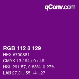 カラーコード: RGB 112 8 129 | qconv.com