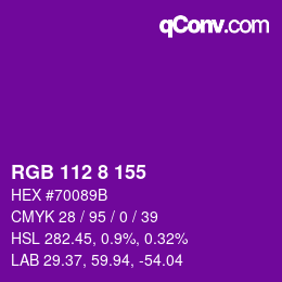 Color code: RGB 112 8 155 | qconv.com