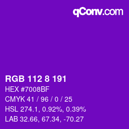 颜色代码: RGB 112 8 191 | qconv.com