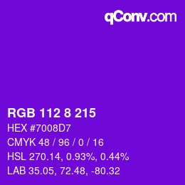 Color code: RGB 112 8 215 | qconv.com