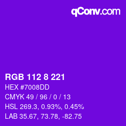 Color code: RGB 112 8 221 | qconv.com
