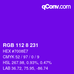 カラーコード: RGB 112 8 231 | qconv.com