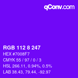 Color code: RGB 112 8 247 | qconv.com