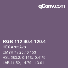 カラーコード: RGB 112 90.4 120.4 | qconv.com
