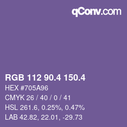 カラーコード: RGB 112 90.4 150.4 | qconv.com