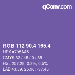 カラーコード: RGB 112 90.4 165.4 | qconv.com