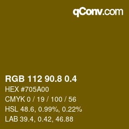 カラーコード: RGB 112 90.8 0.4 | qconv.com