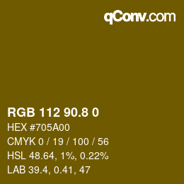 カラーコード: RGB 112 90.8 0 | qconv.com