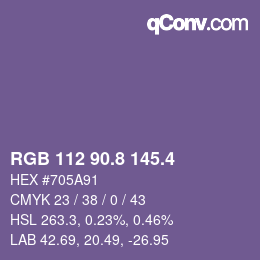 カラーコード: RGB 112 90.8 145.4 | qconv.com