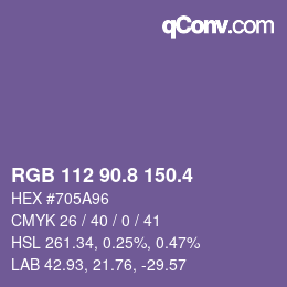 カラーコード: RGB 112 90.8 150.4 | qconv.com