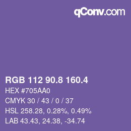 カラーコード: RGB 112 90.8 160.4 | qconv.com
