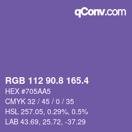 カラーコード: RGB 112 90.8 165.4 | qconv.com