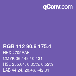 カラーコード: RGB 112 90.8 175.4 | qconv.com