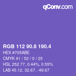 カラーコード: RGB 112 90.8 190.4 | qconv.com