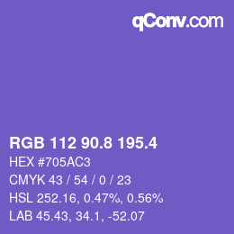 カラーコード: RGB 112 90.8 195.4 | qconv.com