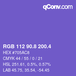 カラーコード: RGB 112 90.8 200.4 | qconv.com