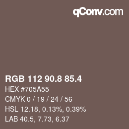 カラーコード: RGB 112 90.8 85.4 | qconv.com