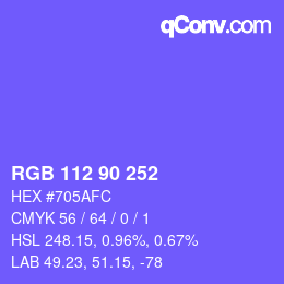 カラーコード: RGB 112 90 252 | qconv.com