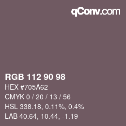 Color code: RGB 112 90 98 | qconv.com