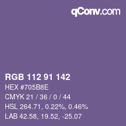 Color code: RGB 112 91 142 | qconv.com