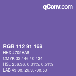 Color code: RGB 112 91 168 | qconv.com