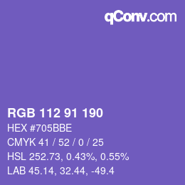 颜色代码: RGB 112 91 190 | qconv.com