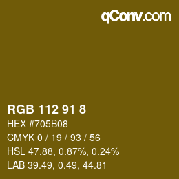 Color code: RGB 112 91 8 | qconv.com