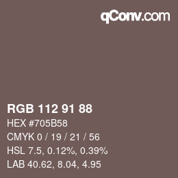 Código de color: RGB 112 91 88 | qconv.com