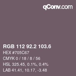 カラーコード: RGB 112 92.2 103.6 | qconv.com