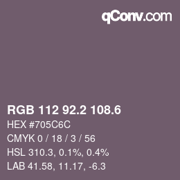カラーコード: RGB 112 92.2 108.6 | qconv.com