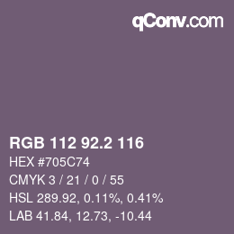 カラーコード: RGB 112 92.2 116 | qconv.com