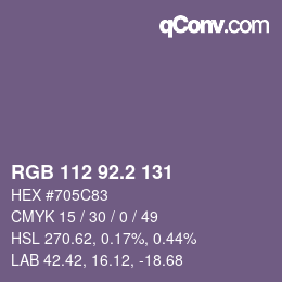 カラーコード: RGB 112 92.2 131 | qconv.com