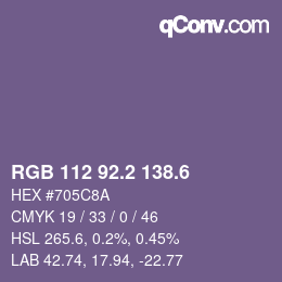 カラーコード: RGB 112 92.2 138.6 | qconv.com