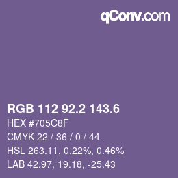 カラーコード: RGB 112 92.2 143.6 | qconv.com