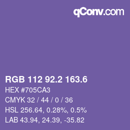 カラーコード: RGB 112 92.2 163.6 | qconv.com