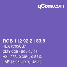 カラーコード: RGB 112 92.2 183.6 | qconv.com