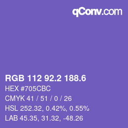 カラーコード: RGB 112 92.2 188.6 | qconv.com