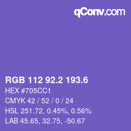 カラーコード: RGB 112 92.2 193.6 | qconv.com