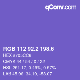 カラーコード: RGB 112 92.2 198.6 | qconv.com
