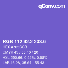 カラーコード: RGB 112 92.2 203.6 | qconv.com