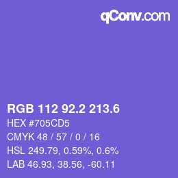 カラーコード: RGB 112 92.2 213.6 | qconv.com