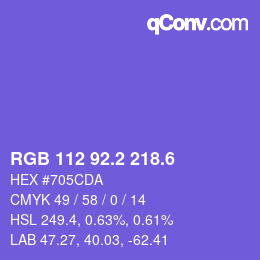 カラーコード: RGB 112 92.2 218.6 | qconv.com