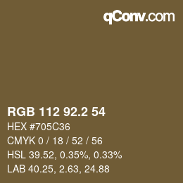 カラーコード: RGB 112 92.2 54 | qconv.com