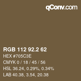 カラーコード: RGB 112 92.2 62 | qconv.com