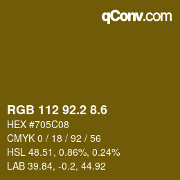 カラーコード: RGB 112 92.2 8.6 | qconv.com