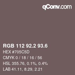 カラーコード: RGB 112 92.2 93.6 | qconv.com