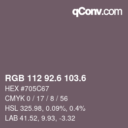 カラーコード: RGB 112 92.6 103.6 | qconv.com