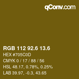 カラーコード: RGB 112 92.6 13.6 | qconv.com